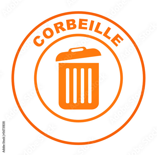 corbeille sur bouton web rond orange
