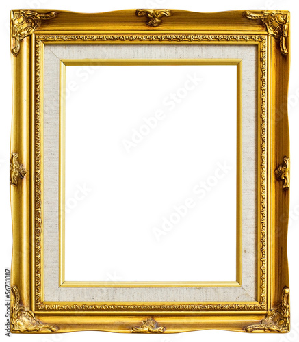 gold picture frame. Isolated white background