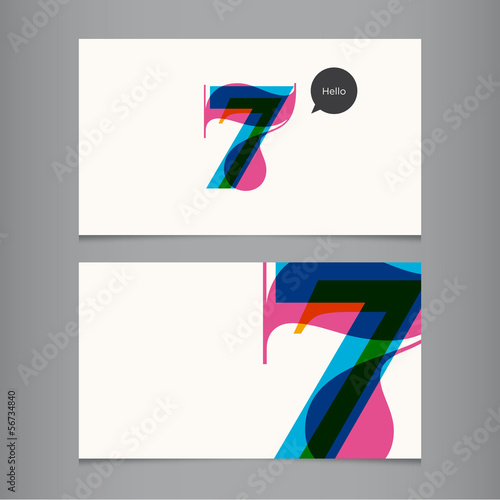 Business card template with number seven photo