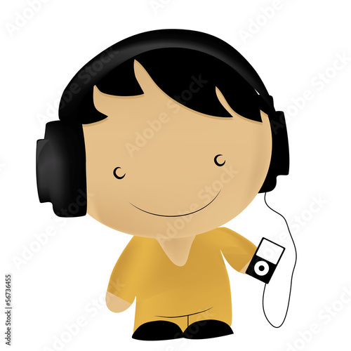 kid listening to music