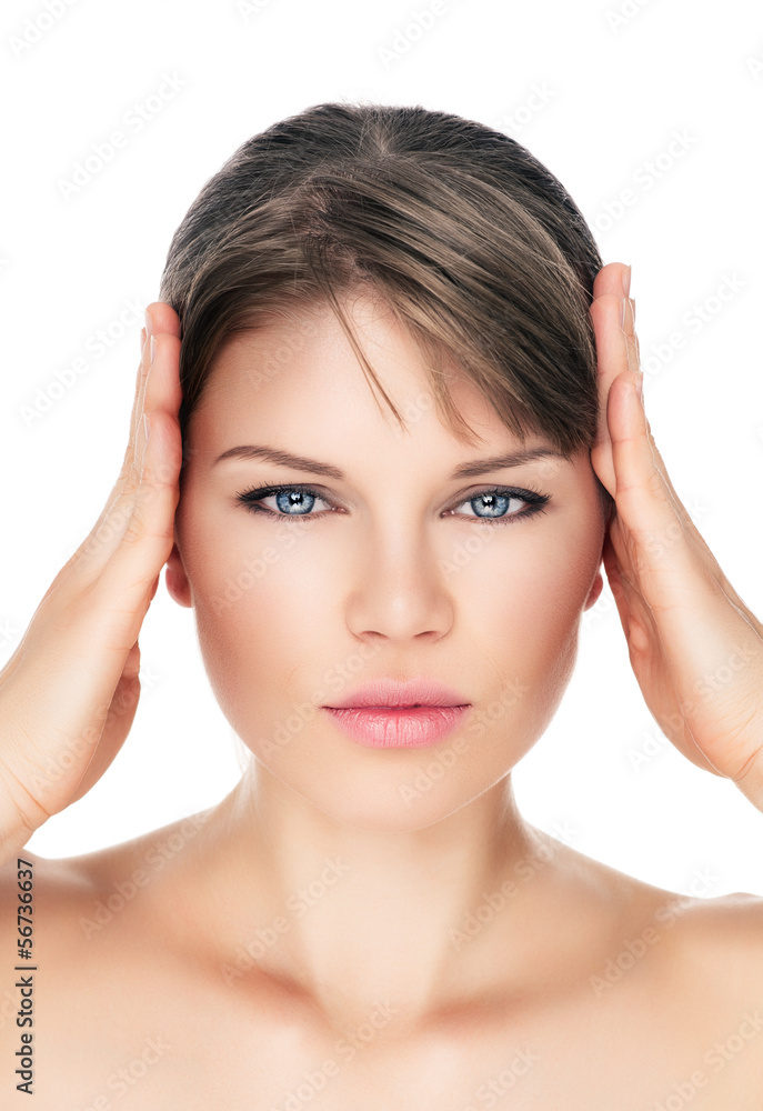 Glamour portrait of beauty model with natural make-up, isolated Glamour portrait of beauty model with natural make-up, isolated