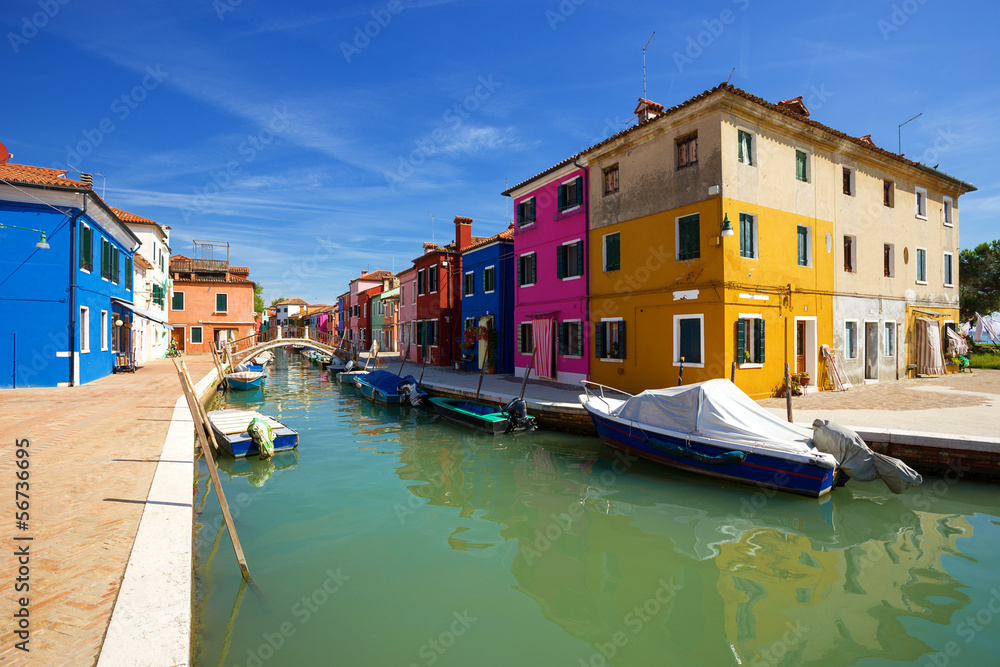 multicolored houses of Burano island. Venice. Italy.
