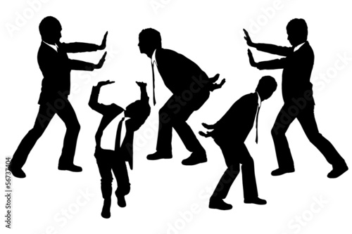 Silhouettes of Business men holding something heavy