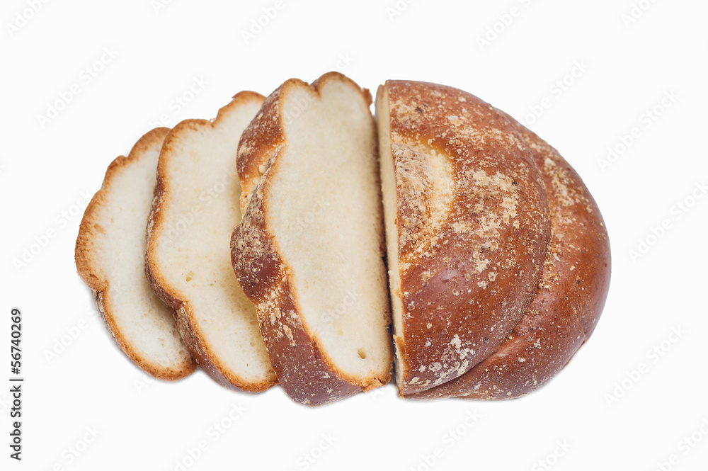 Sweet sliced bun Isolated on white background Sweet sliced bun Isolated on white background
