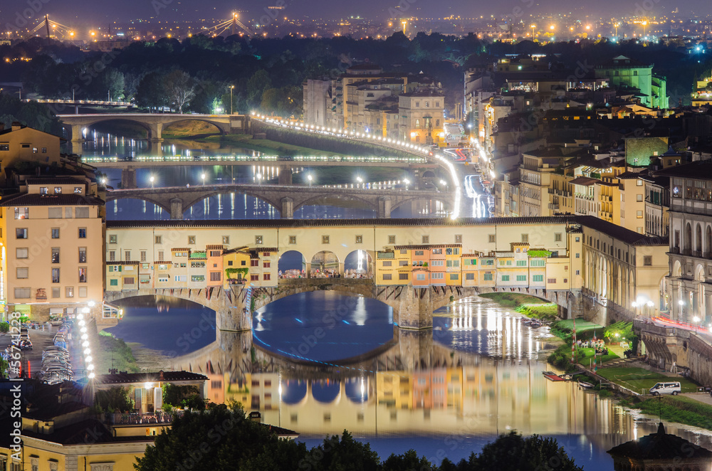 Ponte Vecchio bridge in Florence at night