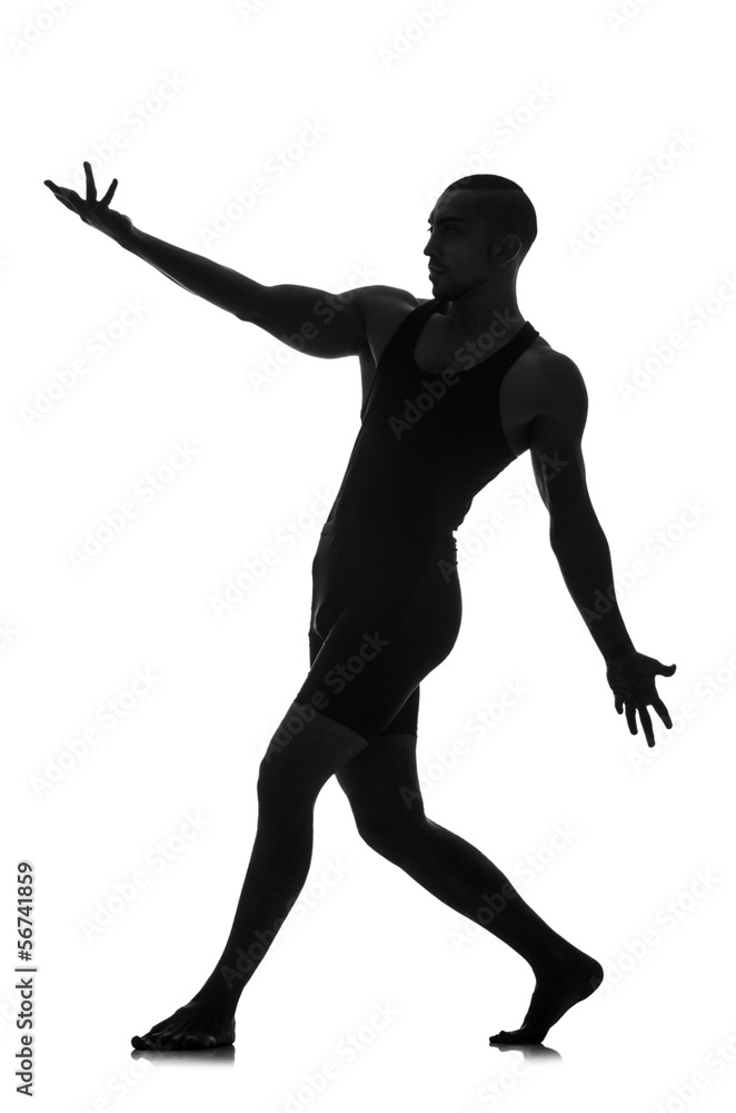 silhouette of male dancer isolated on white silhouette of male dancer isolated on white