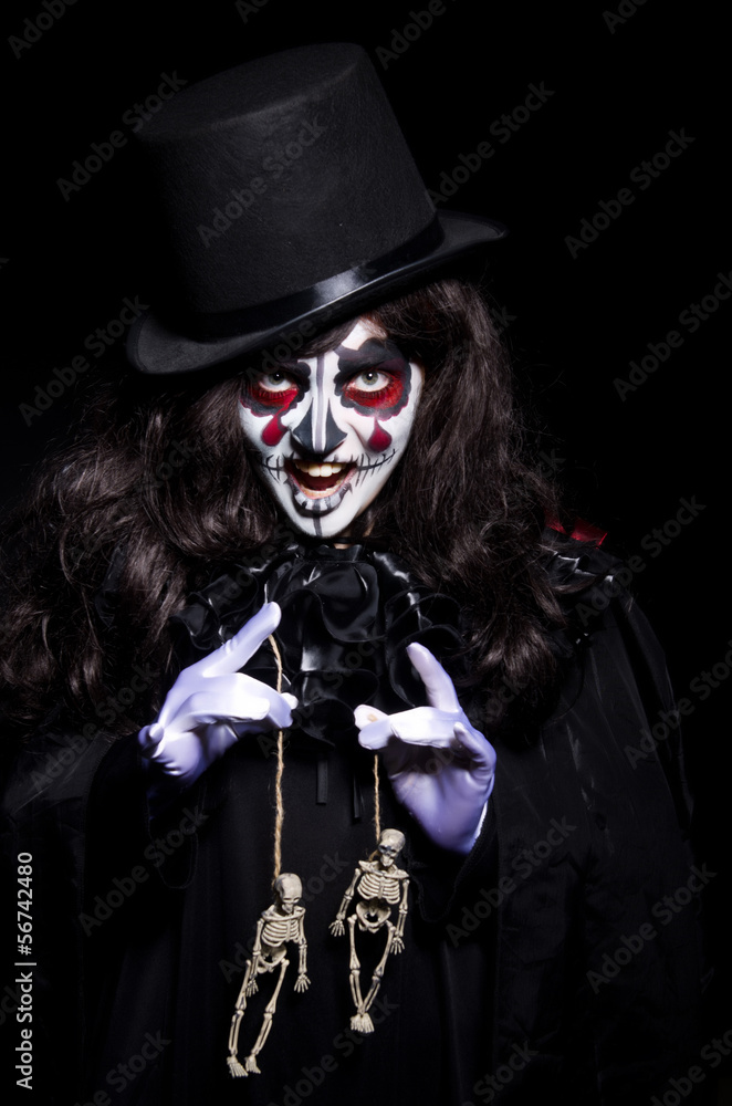 Monster with skeleton in dark room Monster with skeleton in dark room