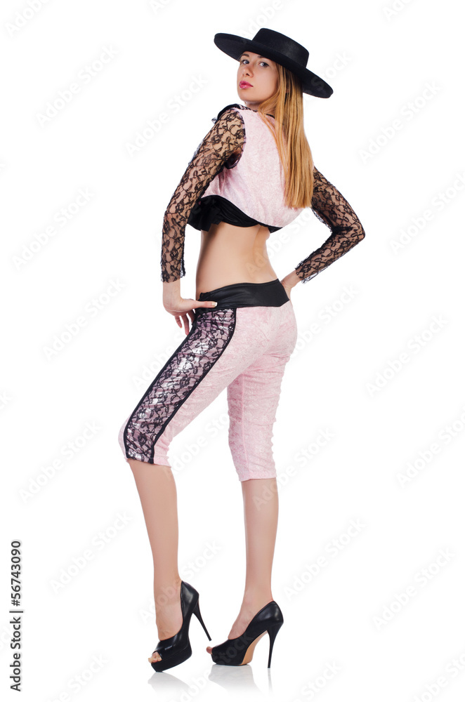 Woman toreador isolated on the white Woman toreador isolated on the white