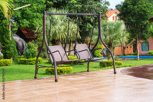 Double swing in the garden