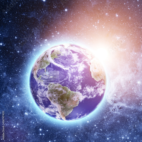 Naklejka blue planet in beautiful space