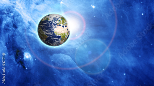 Naklejka blue planet in beautiful space