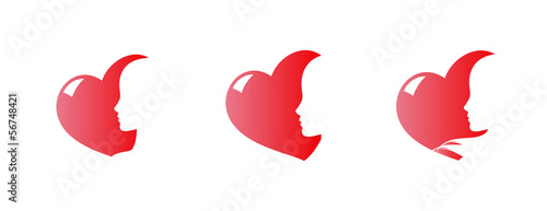 woman silhouettes in heart shapes