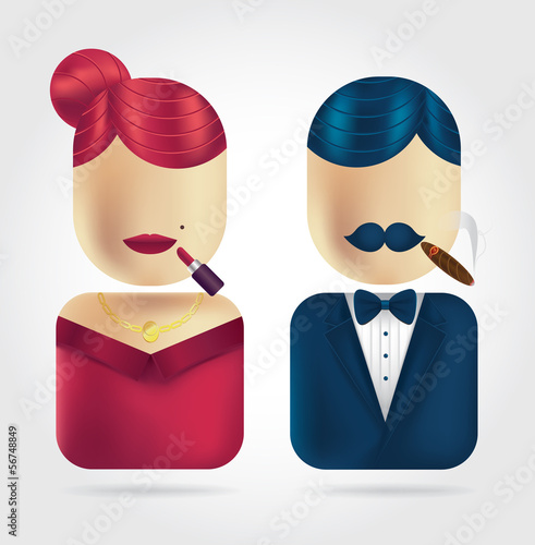 Lady & gentleman icons set