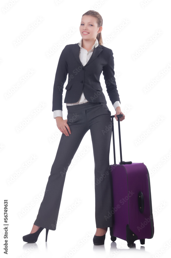 Businesswoman travelling isolated on white Businesswoman travelling isolated on white