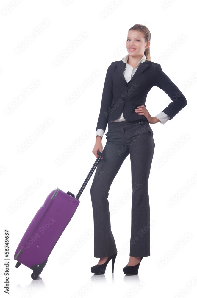 Businesswoman travelling isolated on white Businesswoman travelling isolated on white