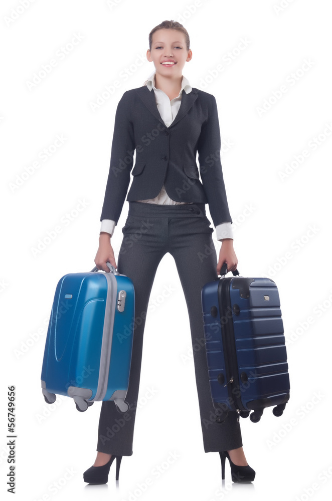 Businesswoman travelling isolated on white Businesswoman travelling isolated on white