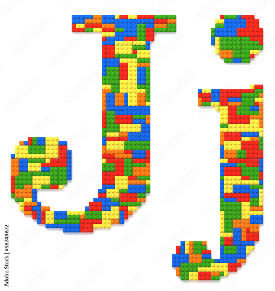 Letter J built from toy bricks in random colors Stock Photo Adobe Stock