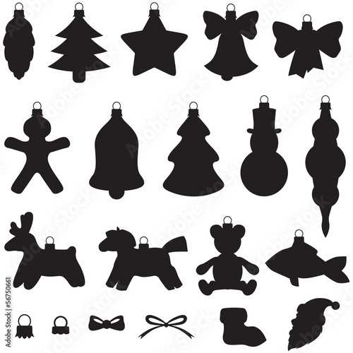 Silhouette of baubles set
