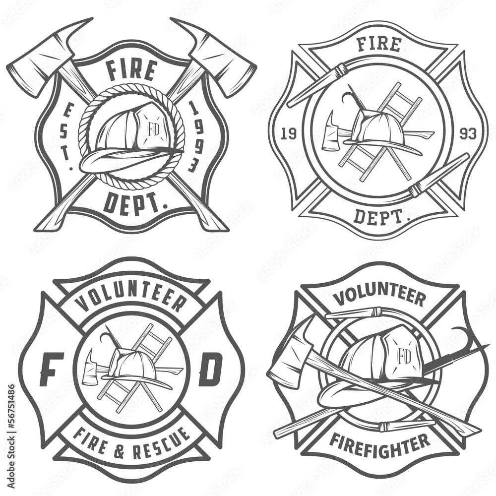 Obraz premium Set of fire department emblems and badges