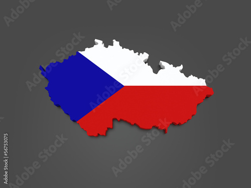 Three-dimensional map of Czech Republic.