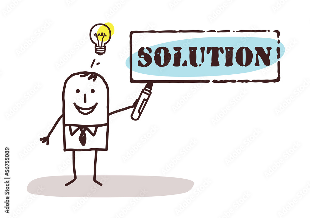 businessman with solution sign businessman with solution sign