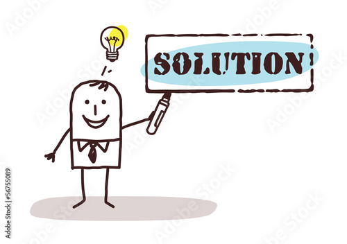 businessman with solution sign