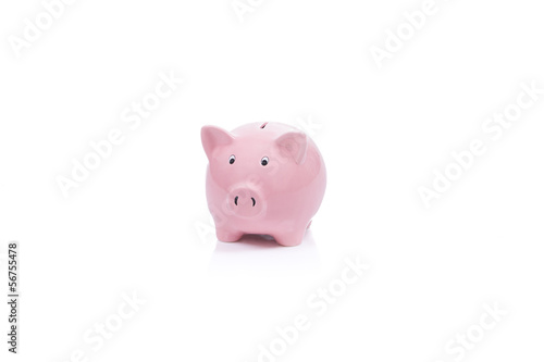 Pink Piggy Bank isolated with white background