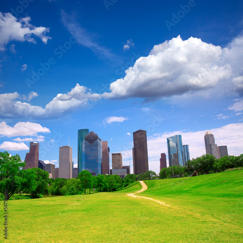 Houston Texas Skyline modern skyscapers and  blue sky © lunamarina