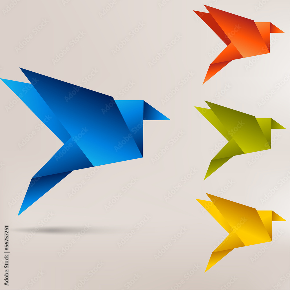 Origami paper bird on abstract background Origami paper bird on abstract background
