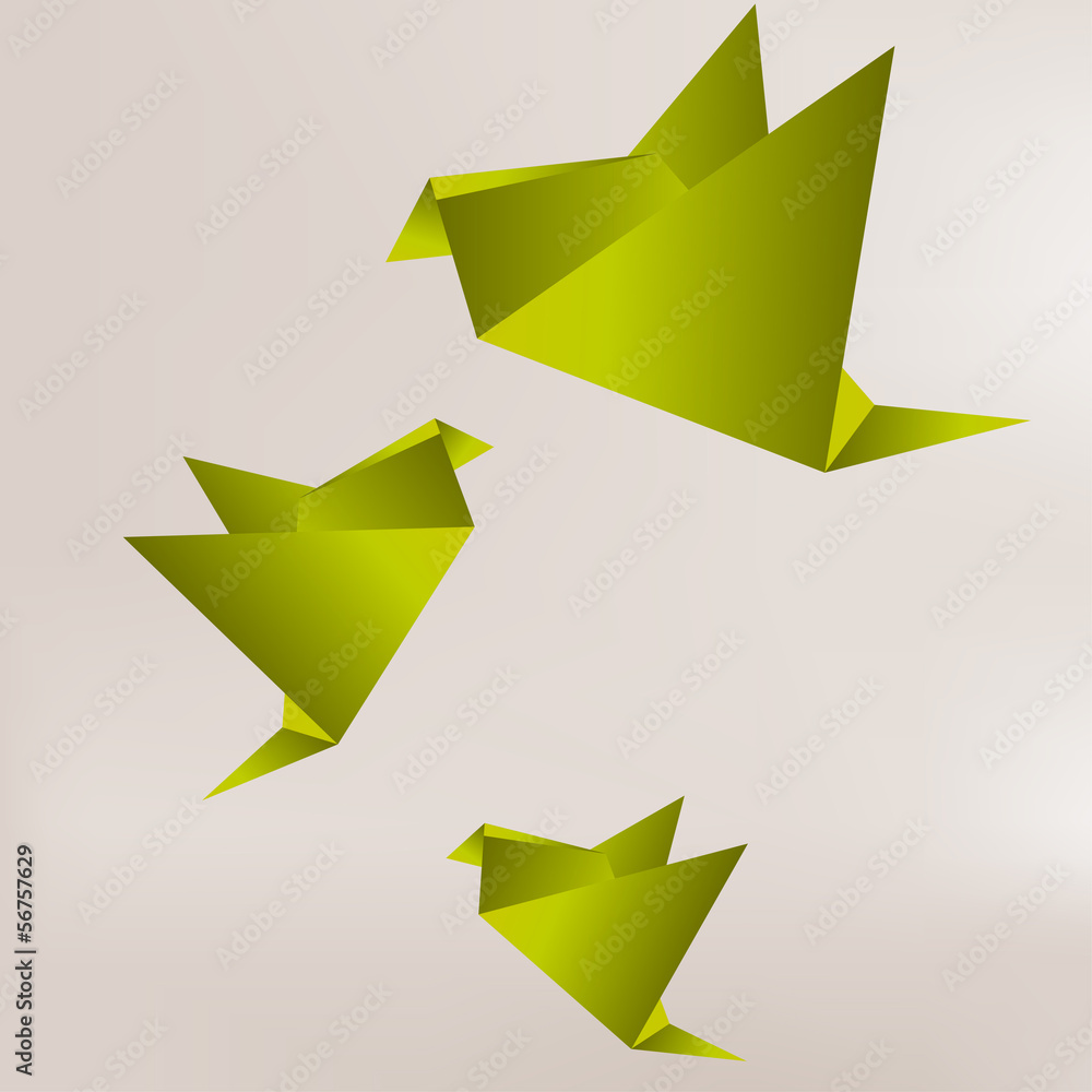 Origami paper bird on abstract background Origami paper bird on abstract background