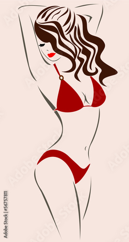 Beautiful woman in Red Bikini