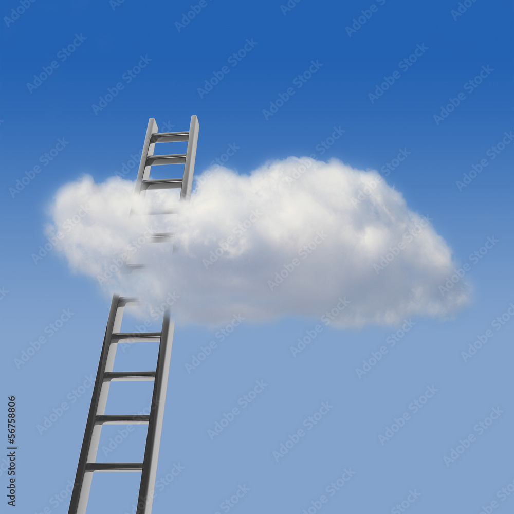Blue sky with cloud and ladder, way to success concept Blue sky with cloud and ladder, way to success concept