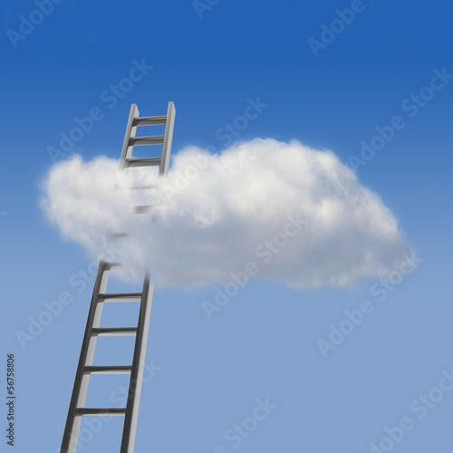 Blue sky with cloud and ladder  way to success concept
