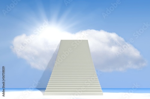 Blue sky with cloud and ladder  way to success concept