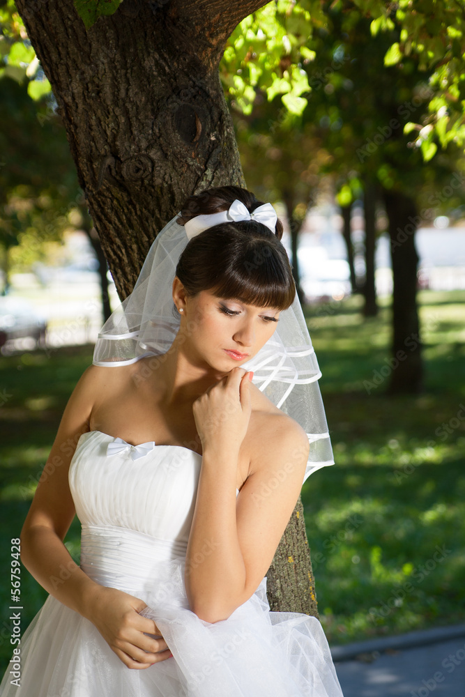 The bride in a meditative pose The bride in a meditative pose