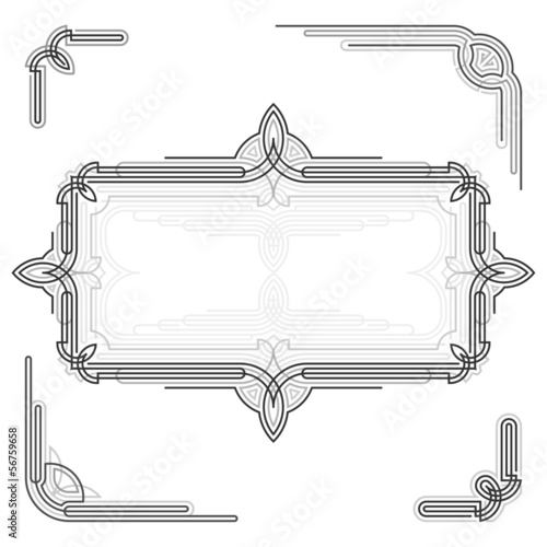 Decorative frame and ornaments
