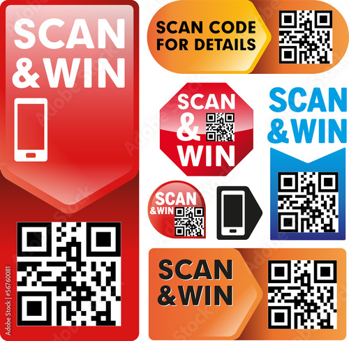 Scan&Win QR-Code Vector Design Elements