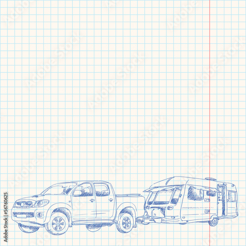 Caravan and Car sketch