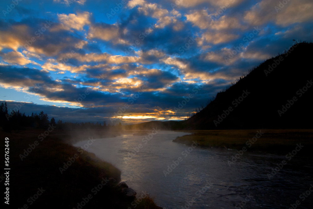 Yellowstone National Park Madison River in Early Morning