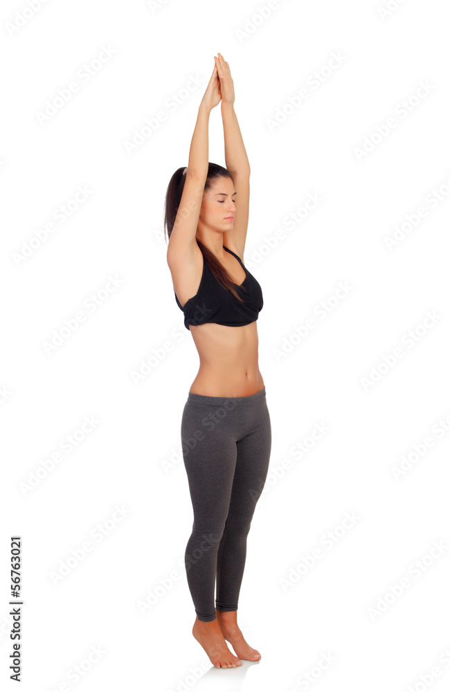 Woman doing stretching exercises in a gym Woman doing stretching exercises in a gym