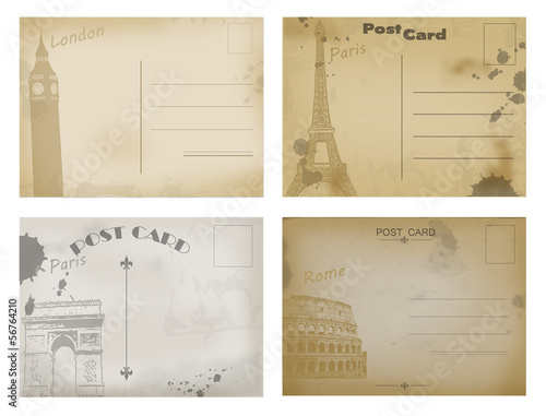 Set of vintage postcard designs