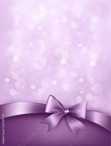 Elegant holiday background with gift bow and ribbon. Vector