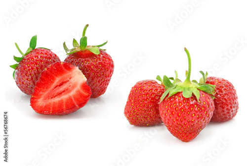 Many strawberry is placed on a white background.