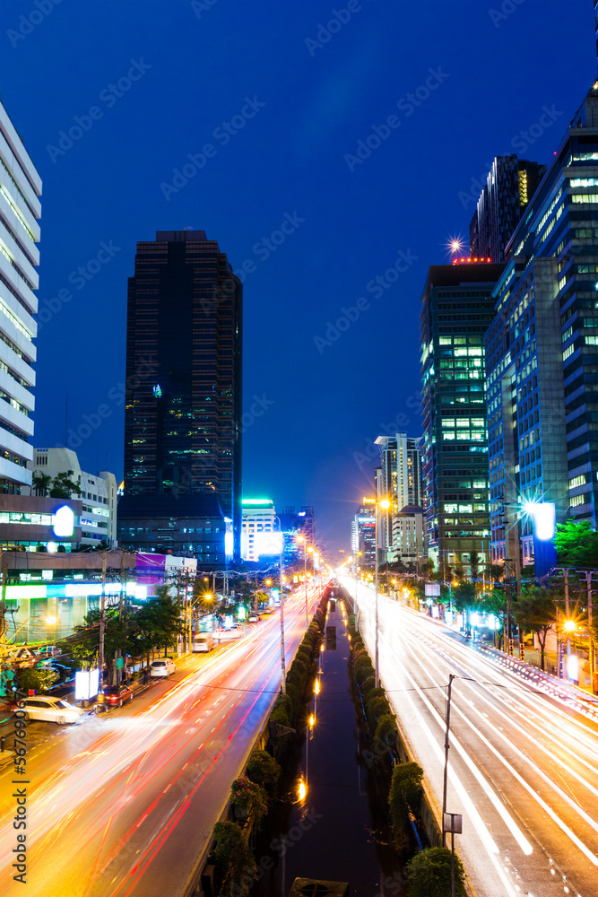 Bangkok city and traffic trail