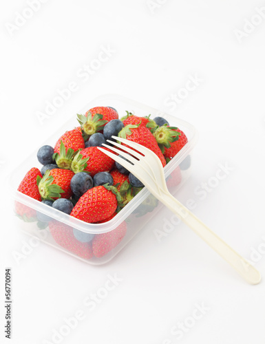 Strawberry and blueberry mix in lunch box