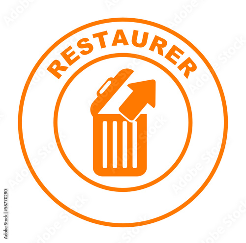 restaurer sur bouton web rond orange