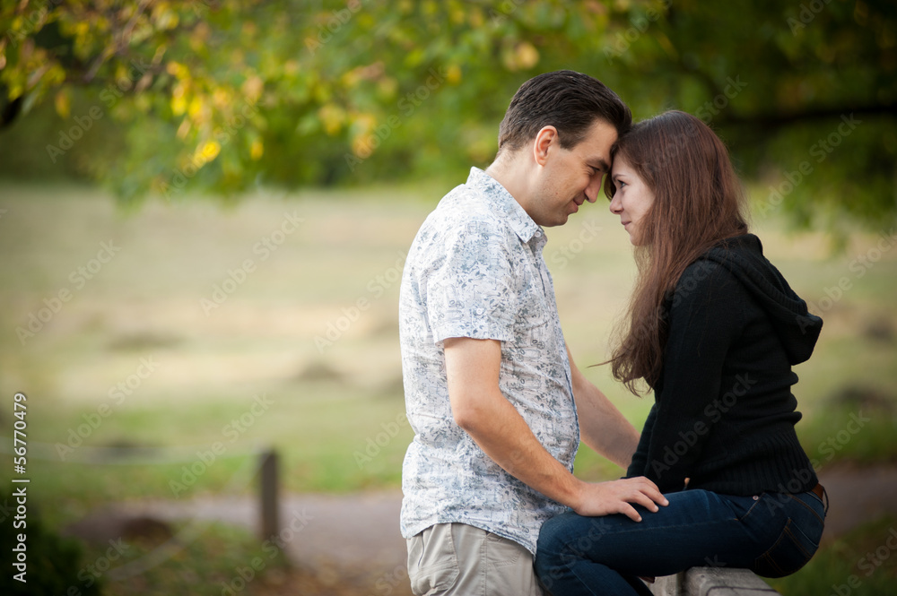 Loving couple in the autumn park Loving couple in the autumn park