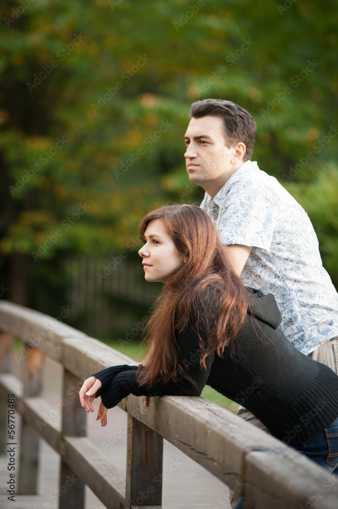 A couple in love looking into the distance A couple in love looking into the distance