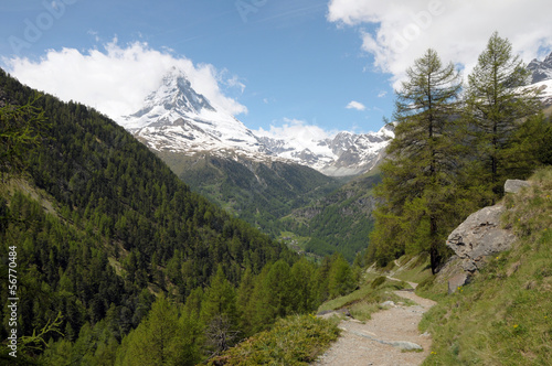 Path from Sunnegga to Zermatt in Swiss Alps