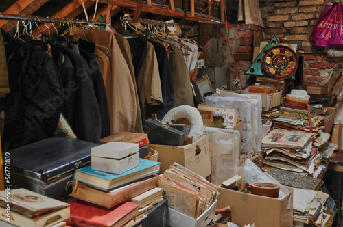 old objects in an attic in Normandie photo